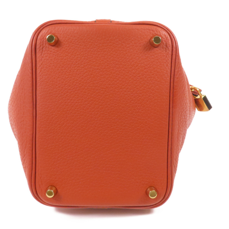 HERMES 【激減優惠】Clemence皮革Picotin PM金扣手挽袋Cuirre-3