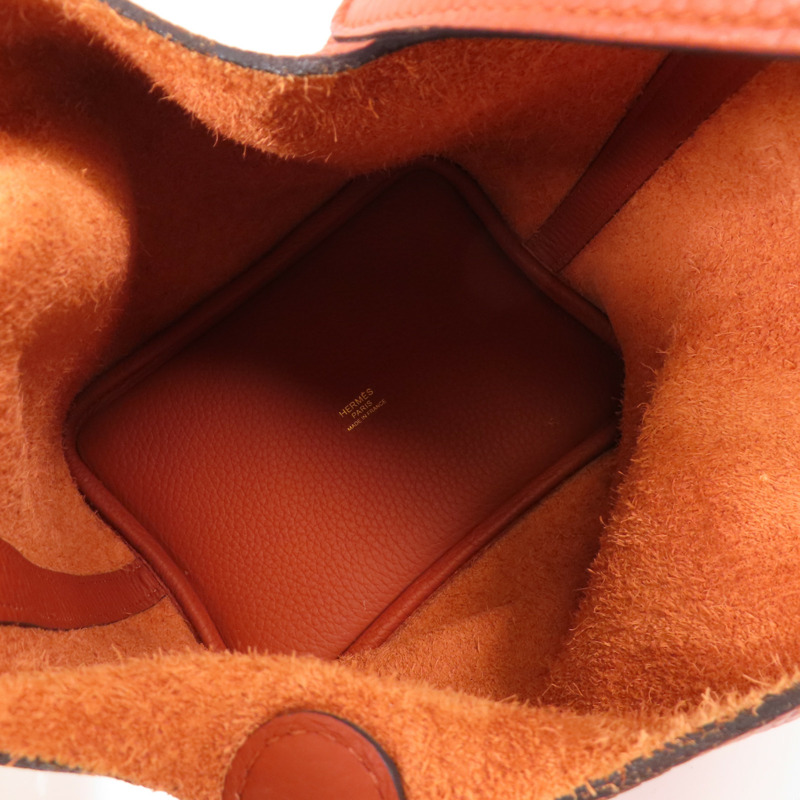 HERMES 【激減優惠】Clemence皮革Picotin PM金扣手挽袋Cuirre-4