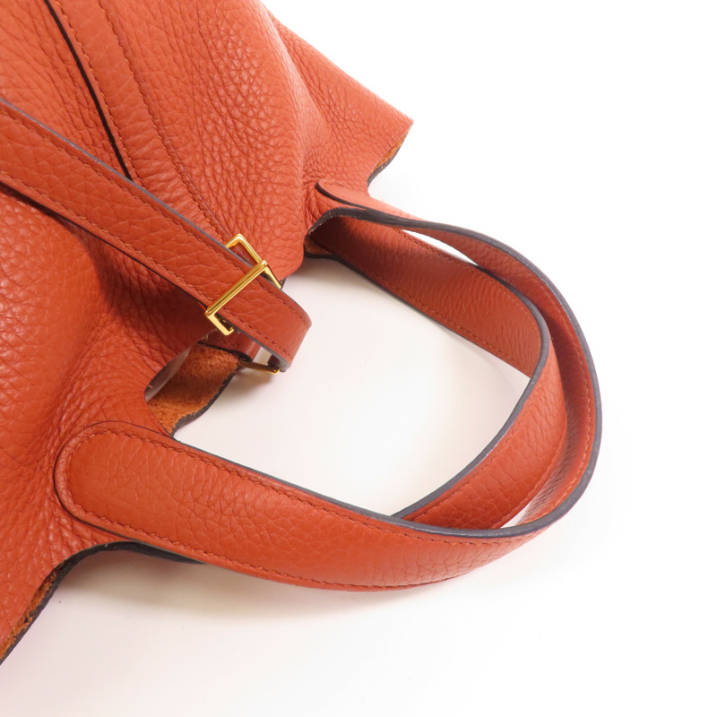 HERMES 【激減優惠】Clemence皮革Picotin PM金扣手挽袋Cuirre-7
