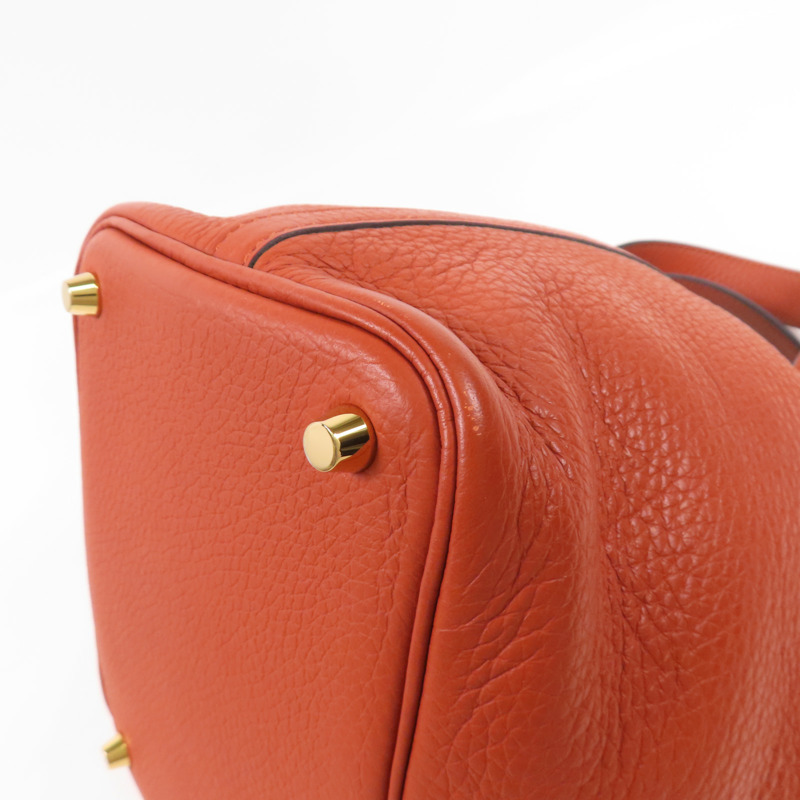 HERMES 【激減優惠】Clemence皮革Picotin PM金扣手挽袋Cuirre-12