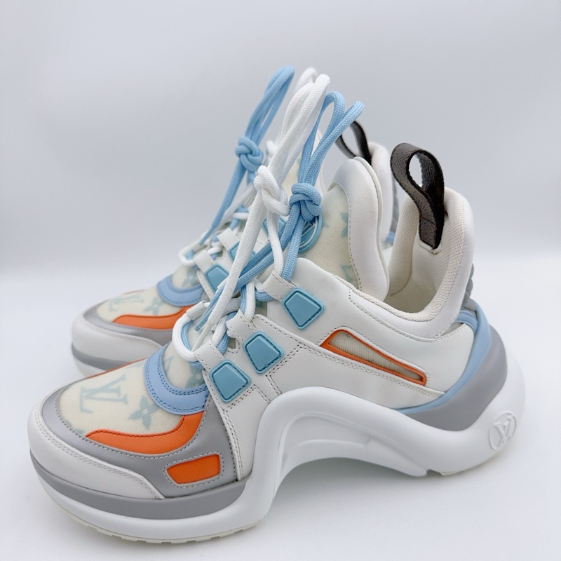 98新/Lv路易威登/36碼/藍白滿印拱橋老爹鞋-1