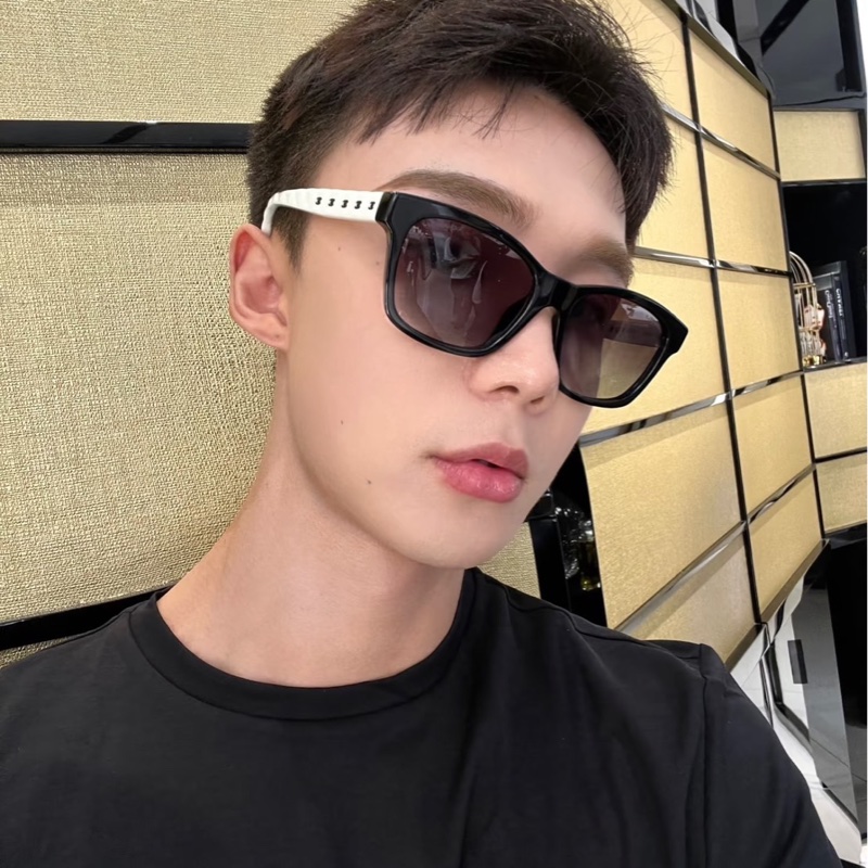 香奈兒 菱格紋連排Logo熊貓🐼墨鏡-1