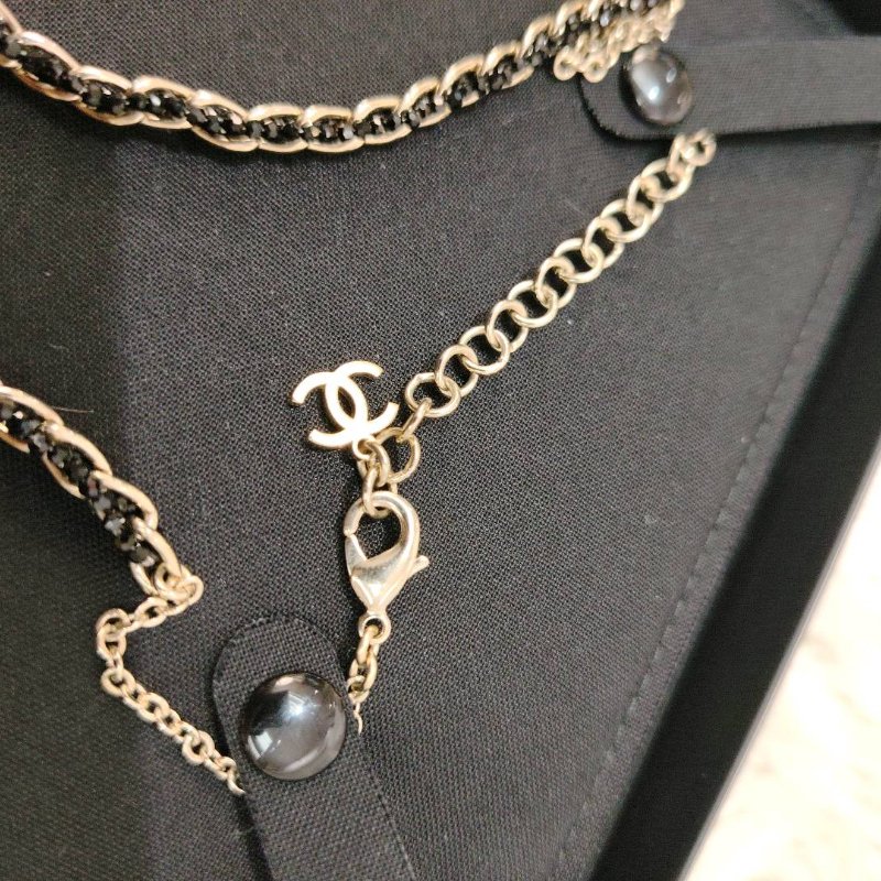 Chanel 25P黑金串珠鏤空滿鉆愛心choker 頸鏈-3