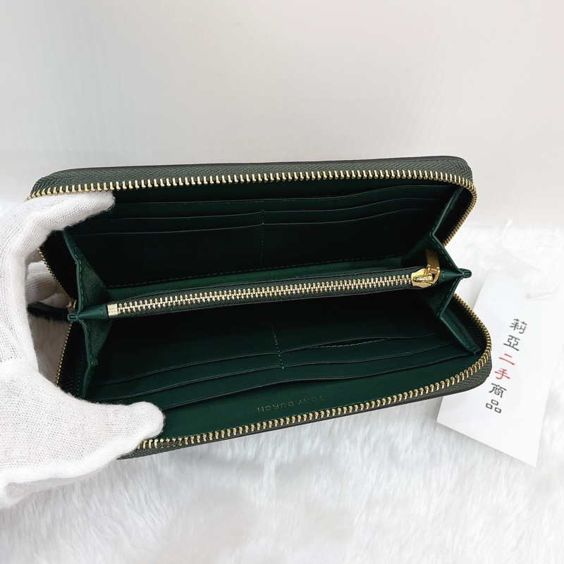 莉亞精品♡TB 綠拉長夾 二手-11