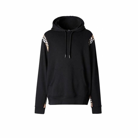 Burberry • 經典格紋拼接黑色衛衣