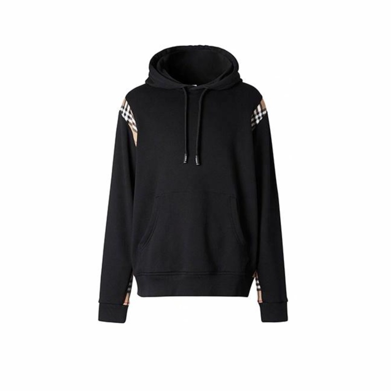 Burberry • 經典格紋拼接黑色衛衣-0