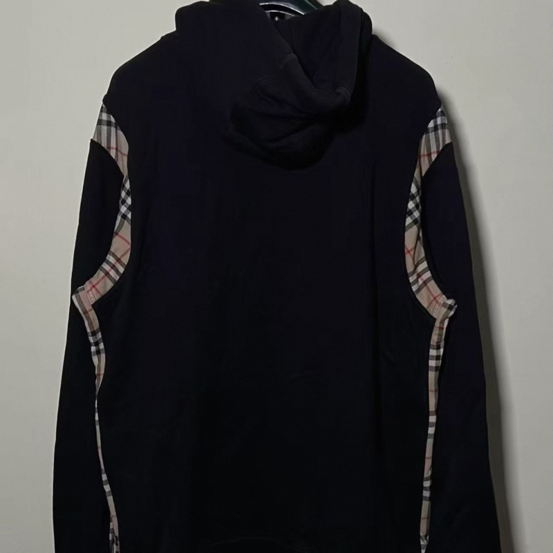 Burberry • 經典格紋拼接黑色衛衣-3