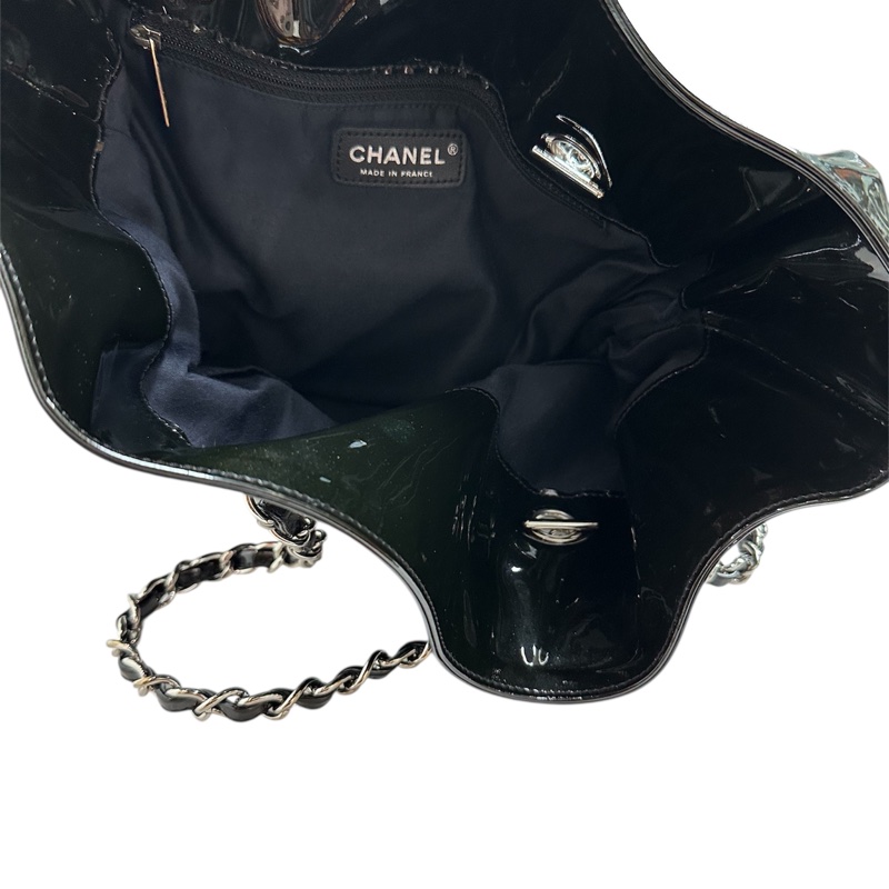 Chanel Shiny Leather Crystal Chain Tote Bag-5