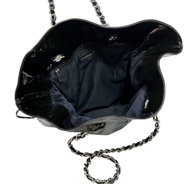 Chanel Shiny Leather Crystal Chain Tote Bag-9