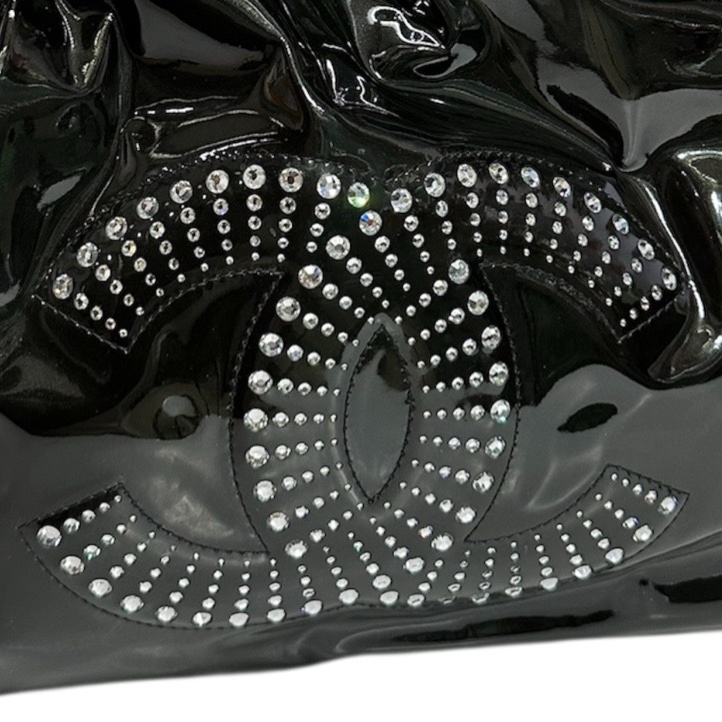 Chanel Shiny Leather Crystal Chain Tote Bag-11