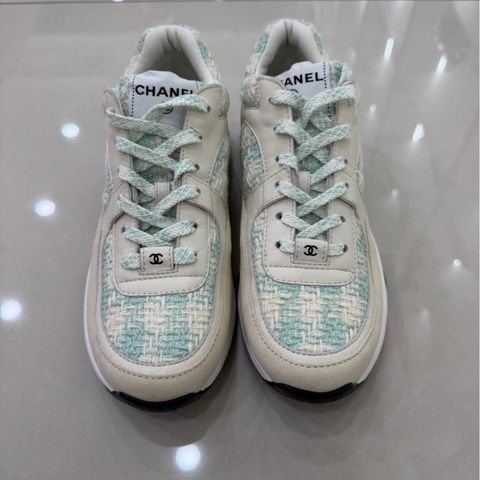 香奈兒 Chanel 毛呢鞋 淺綠色運動球鞋
