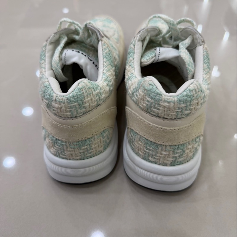 香奈兒 Chanel 毛呢鞋 淺綠色運動球鞋-5