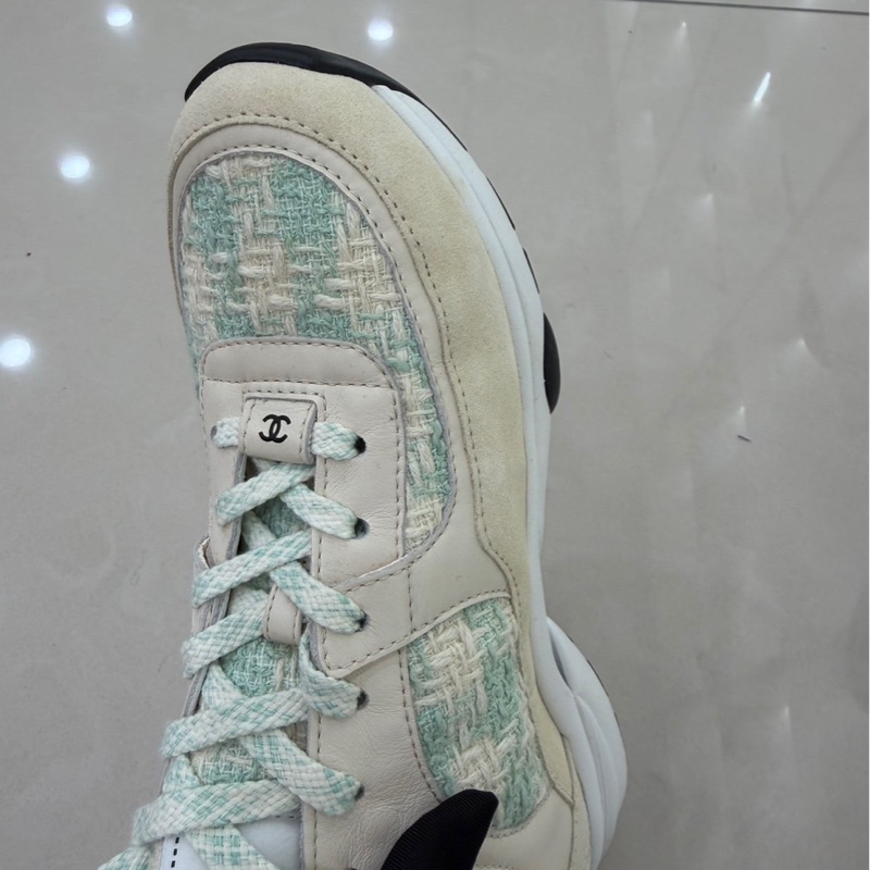 香奈兒 Chanel 毛呢鞋 淺綠色運動球鞋-25
