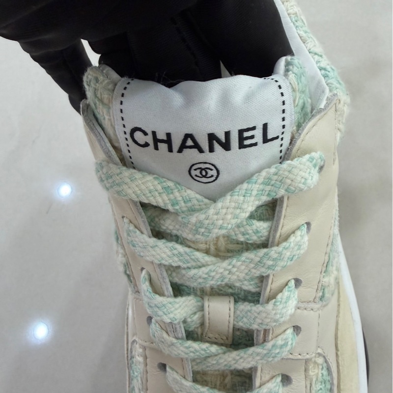 香奈兒 Chanel 毛呢鞋 淺綠色運動球鞋-29