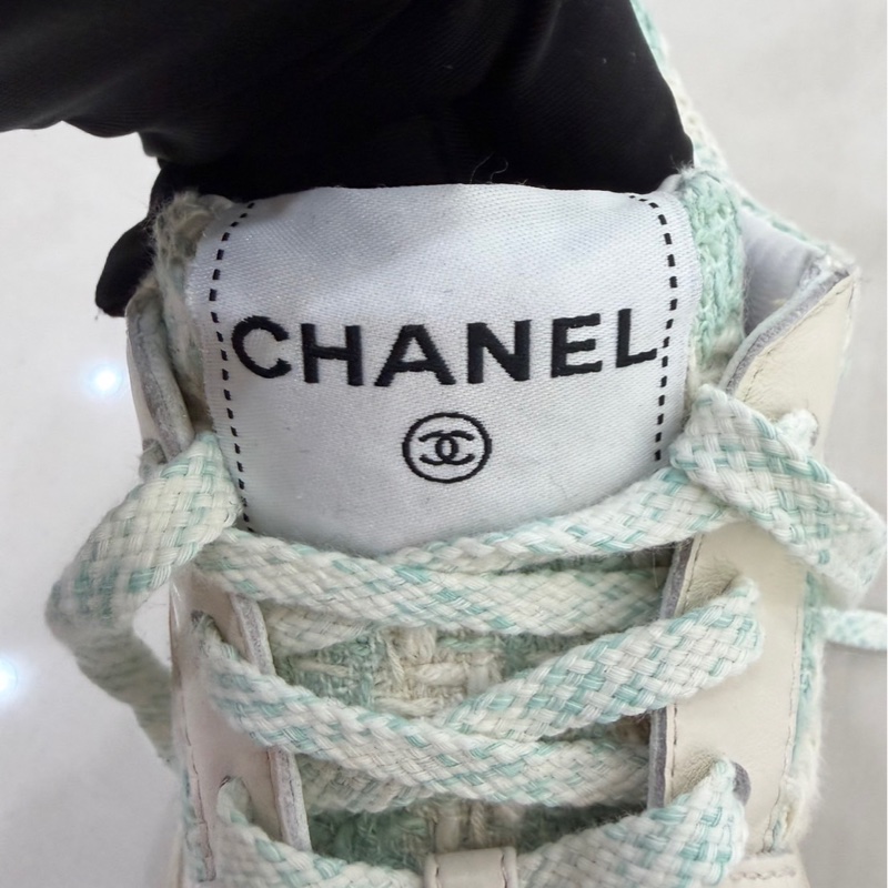 香奈兒 Chanel 毛呢鞋 淺綠色運動球鞋-35