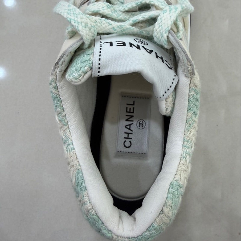 香奈兒 Chanel 毛呢鞋 淺綠色運動球鞋-36