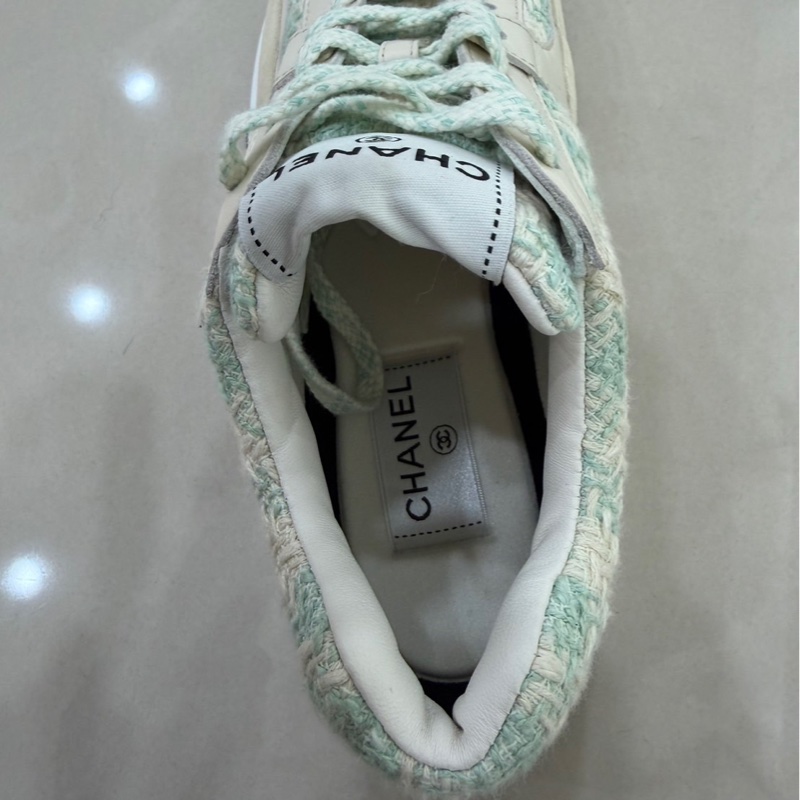 香奈兒 Chanel 毛呢鞋 淺綠色運動球鞋-42