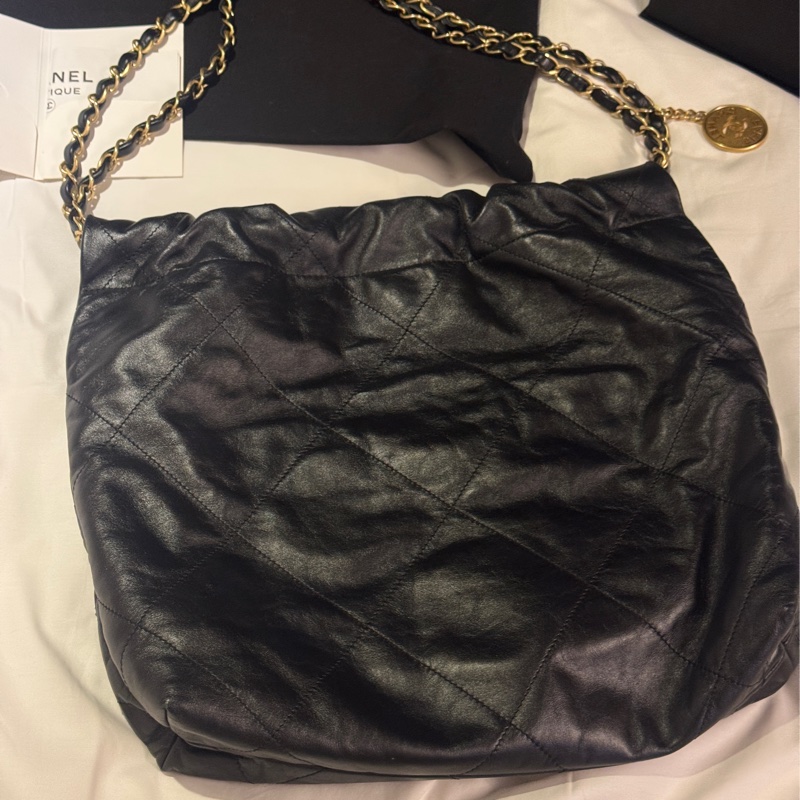 近全新! 台灣購證 Chanel 22 bag 黑金小號-10