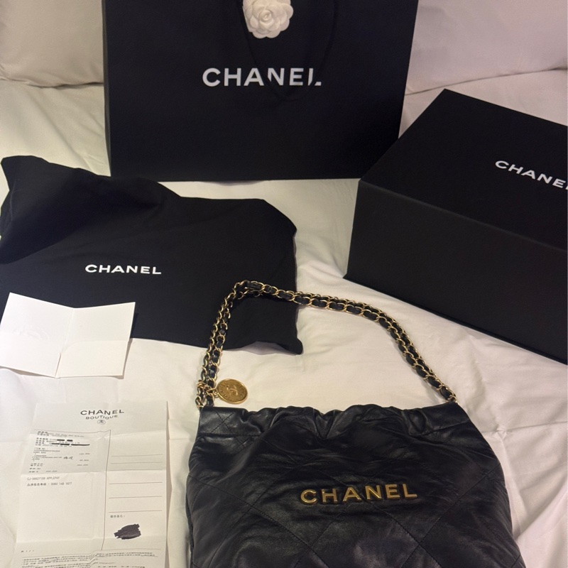 近全新! 台灣購證 Chanel 22 bag 黑金小號-22