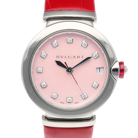 寶格麗 Lucea 不鏽鋼腕錶 LU33C2SLD/11 自動上鍊女士腕錶，寶格麗粉色錶殼，鑲嵌 11 顆鑽石，已翻新