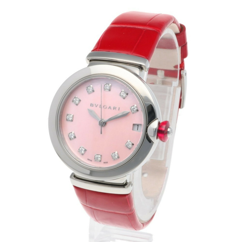 寶格麗 Lucea 不鏽鋼腕錶 LU33C2SLD/11 自動上鍊女士腕錶，寶格麗粉色錶殼，鑲嵌 11 顆鑽石，已翻新-2