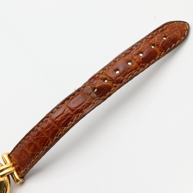 卡地亞 Must Colisee Vermeil SM 女士腕錶,鍍金,皮革錶帶,金色,W1000553-13