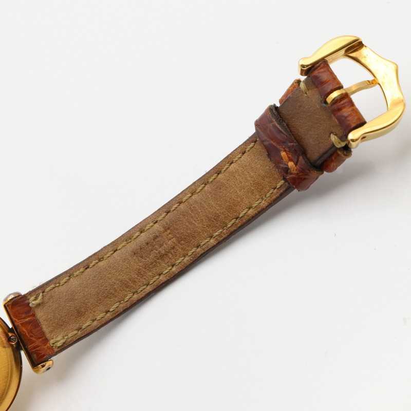 卡地亞 Must Colisee Vermeil SM 女士腕錶,鍍金,皮革錶帶,金色,W1000553-14