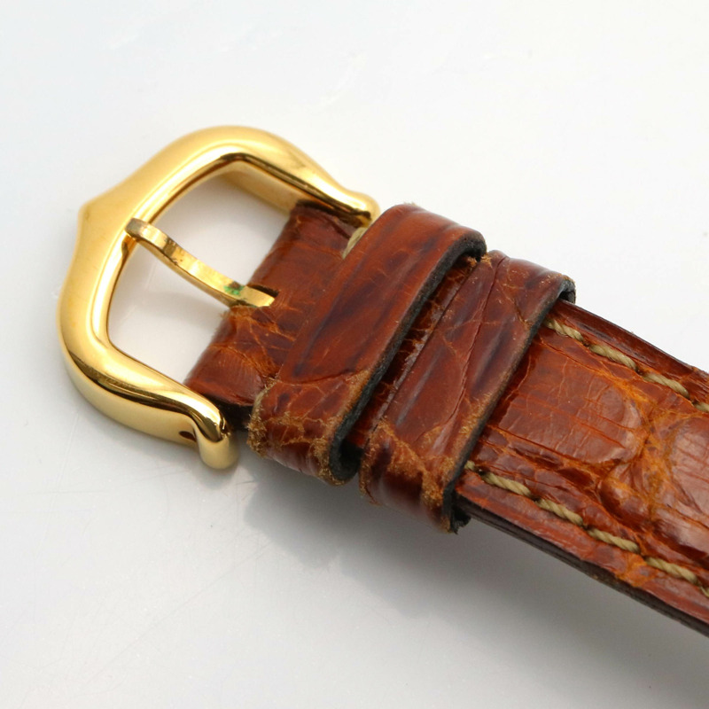 卡地亞 Must Colisee Vermeil SM 女士腕錶,鍍金,皮革錶帶,金色,W1000553-15