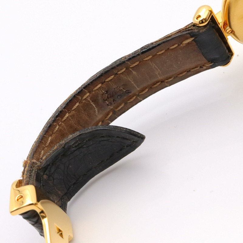 卡地亞 Must Colisee Vermeil 女士腕錶,鍍金,皮革錶帶,白色,W1006654-12