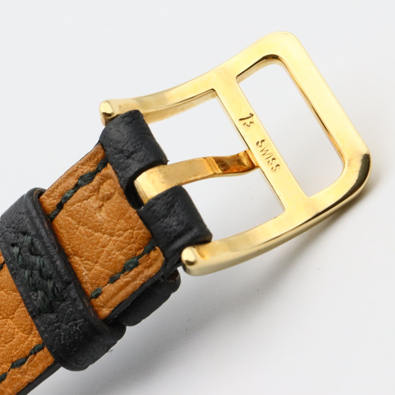 愛馬仕 Kelly 女士腕錶，鍍金款，皮革錶帶，黑色，KE1.201-13