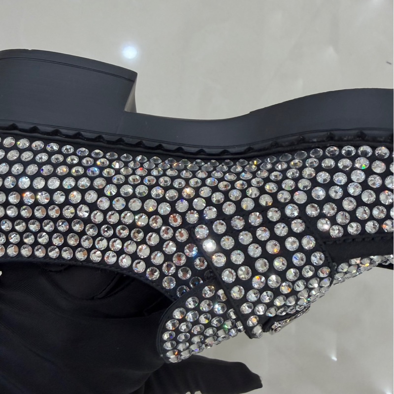 Prada 普拉達 閃鑽三角標樂福鞋-15