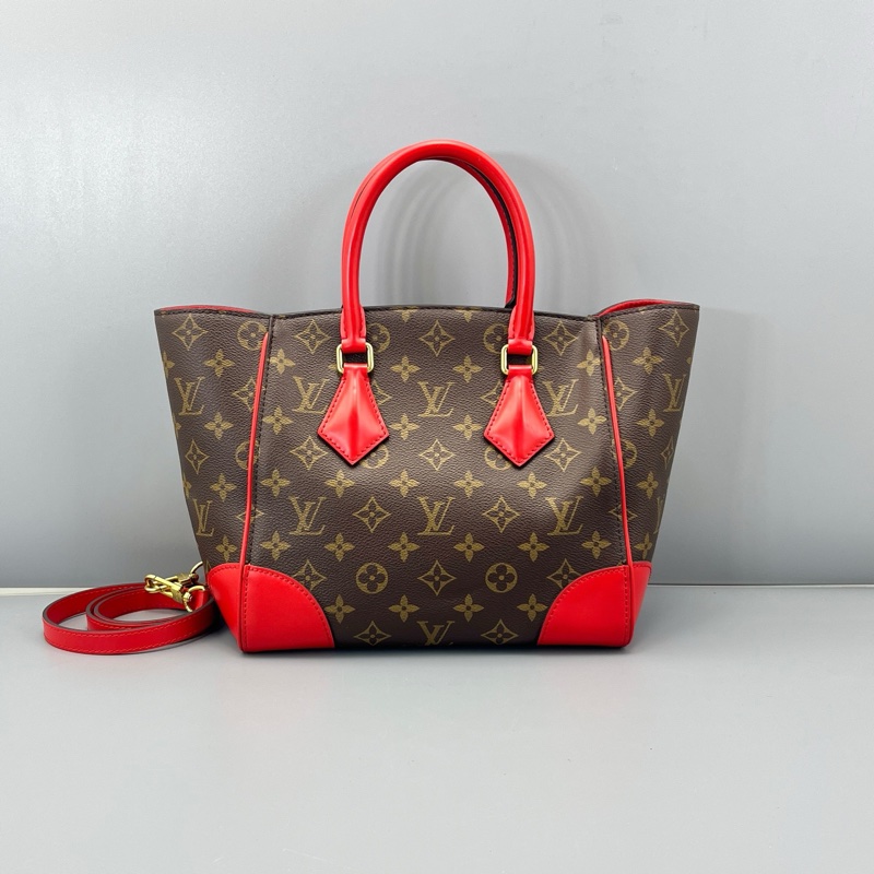 98 新 LV路易威登餃子手提包老花拼紅/24*21*13cm-0