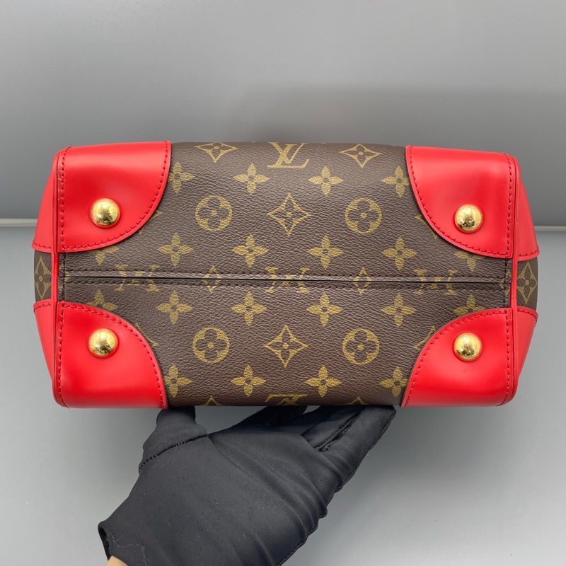 98 新 LV路易威登餃子手提包老花拼紅/24*21*13cm-3