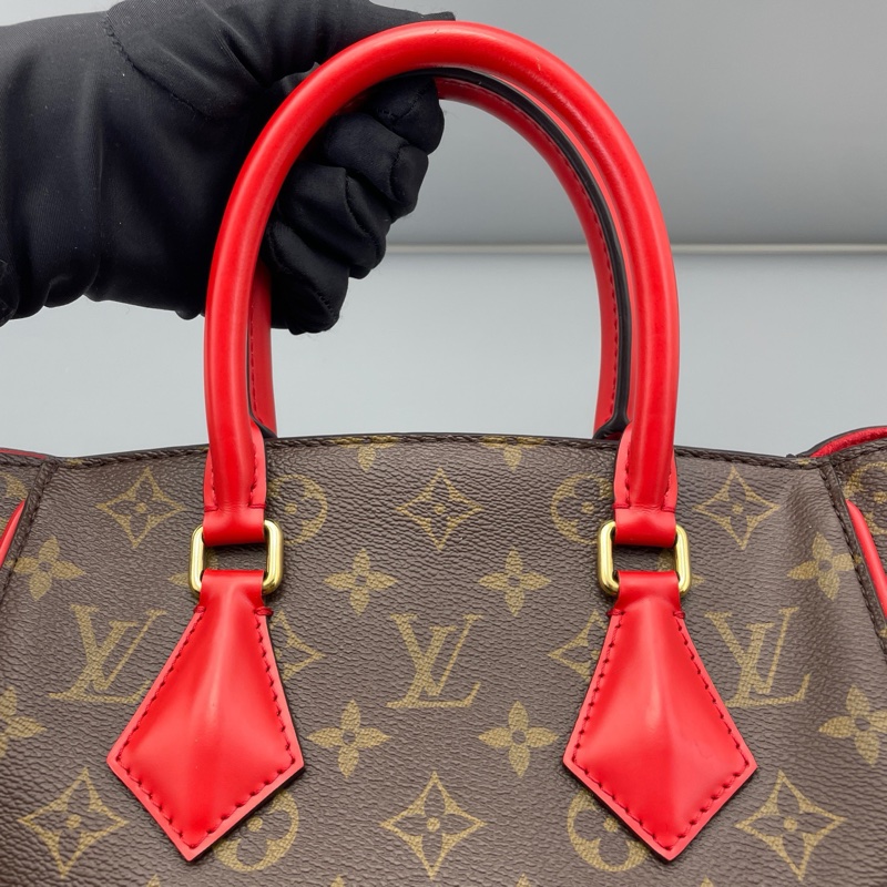 98 新 LV路易威登餃子手提包老花拼紅/24*21*13cm-4