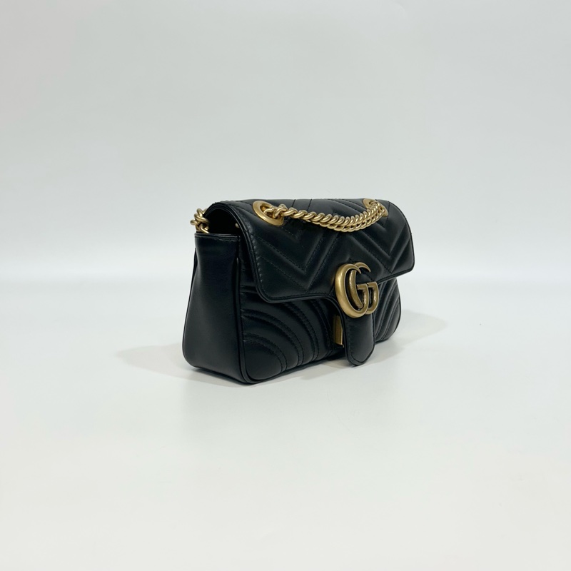 🖤黑金Mormont Gucci黑金牛皮馬孟下蓋側背包446744-4