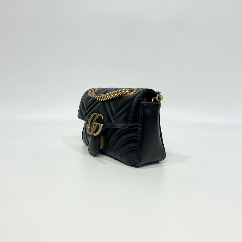 🖤黑金Mormont Gucci黑金牛皮馬孟下蓋側背包446744-5