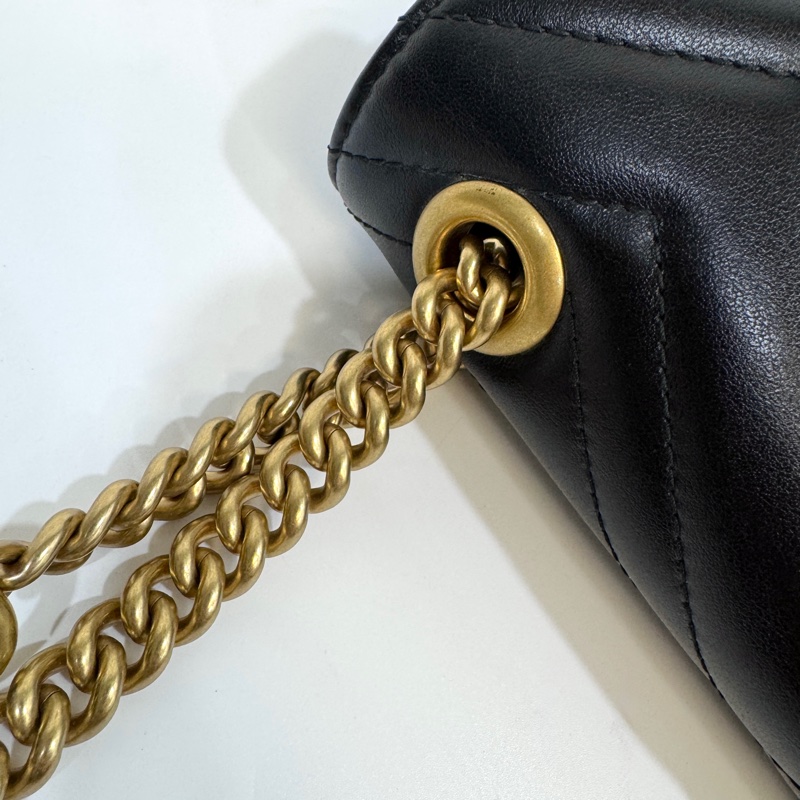 🖤黑金Mormont Gucci黑金牛皮馬孟下蓋側背包446744-20