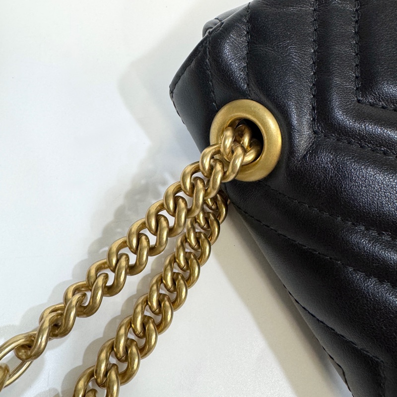 🖤黑金Mormont Gucci黑金牛皮馬孟下蓋側背包446744-22