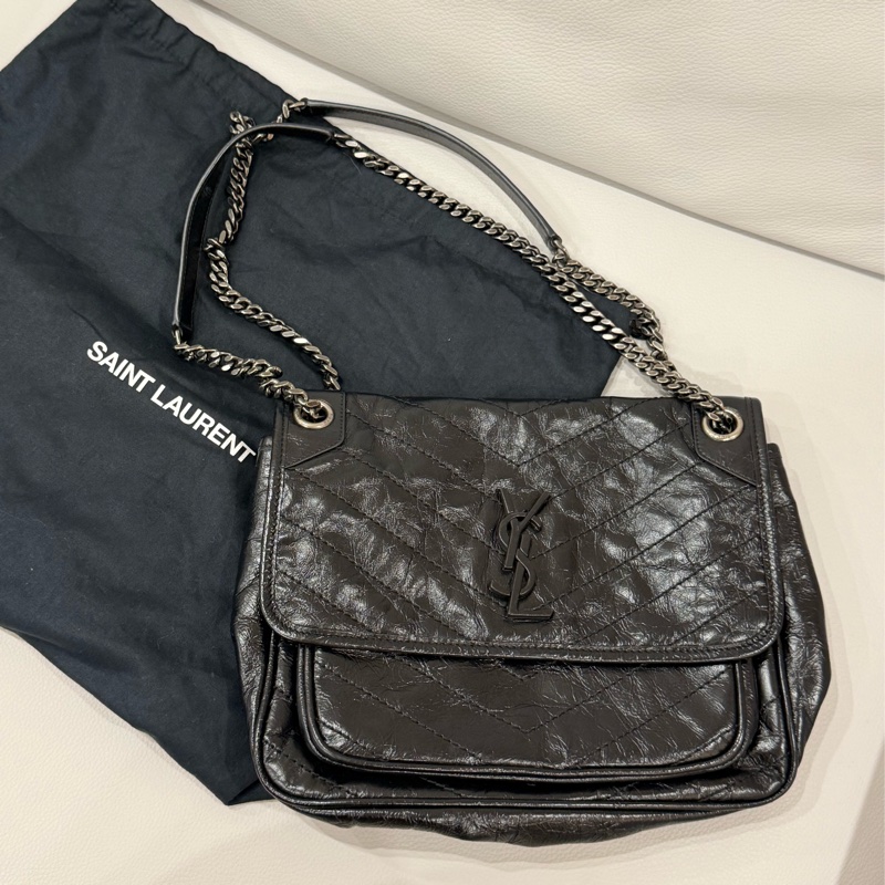 YSL Niki baby 黑銀-0