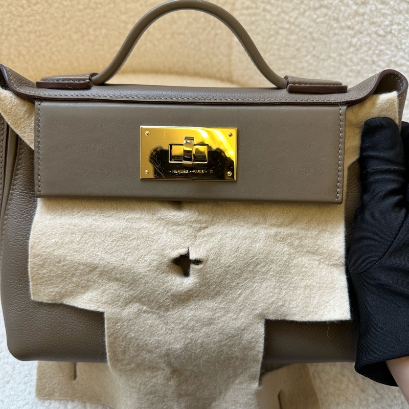 Hermès/愛馬仕 mini 2424 大象灰銀扣 W刻-15