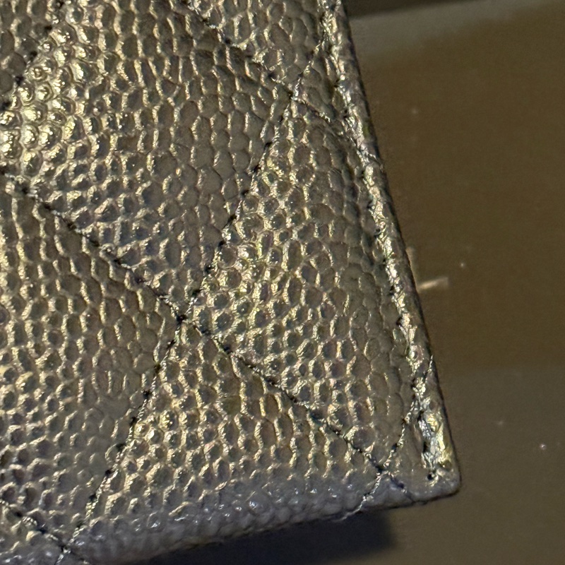 Chanel 全新淡金荔枝皮卡夾-30