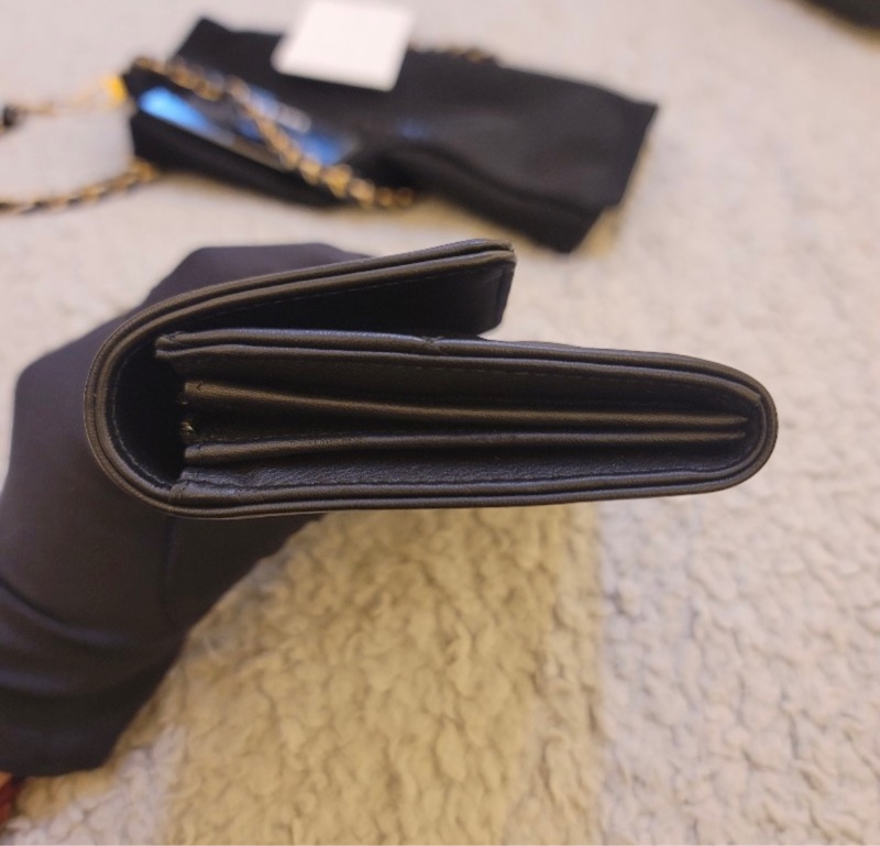 chanel boy長夾 黑金系列-10