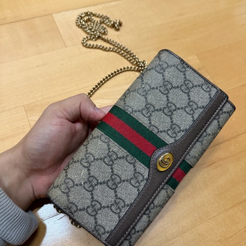 Gucci  Ophidia GG 紅綠織紋woc翻蓋斜背包