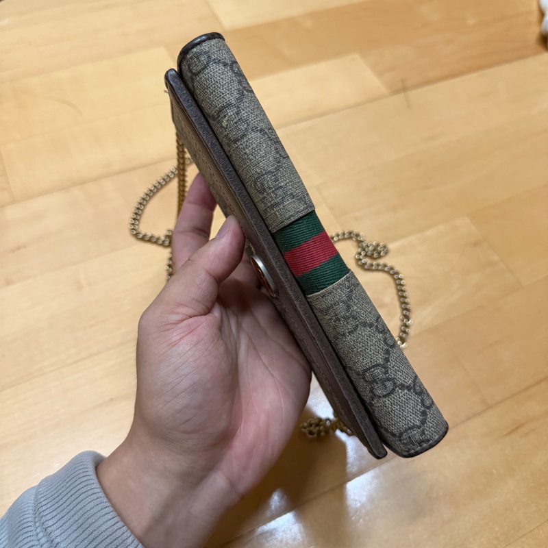 Gucci  Ophidia GG 紅綠織紋woc翻蓋斜背包-4