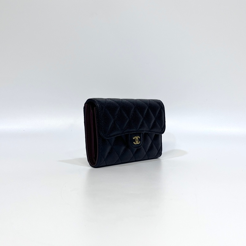 🖤香奈兒中夾Chanel黑金牛皮COCO三折下蓋中夾AP0232-2
