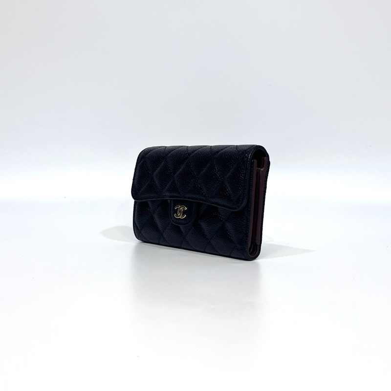 🖤香奈兒中夾Chanel黑金牛皮COCO三折下蓋中夾AP0232-3