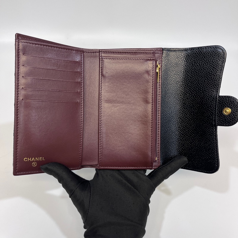 🖤香奈兒中夾Chanel黑金牛皮COCO三折下蓋中夾AP0232-7