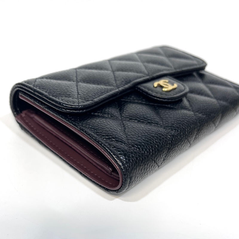 🖤香奈兒中夾Chanel黑金牛皮COCO三折下蓋中夾AP0232-13