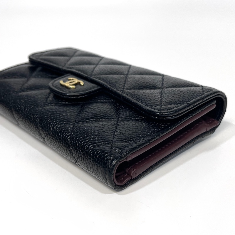 🖤香奈兒中夾Chanel黑金牛皮COCO三折下蓋中夾AP0232-14