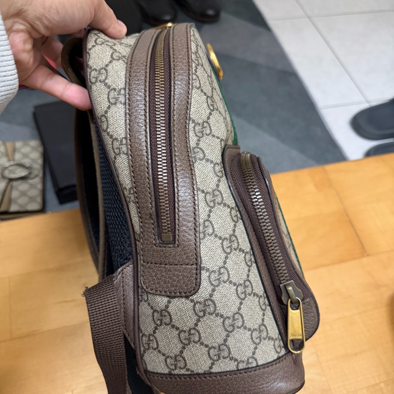 Gucci Ophidia經典綠紅綠織帶印花後背包-1